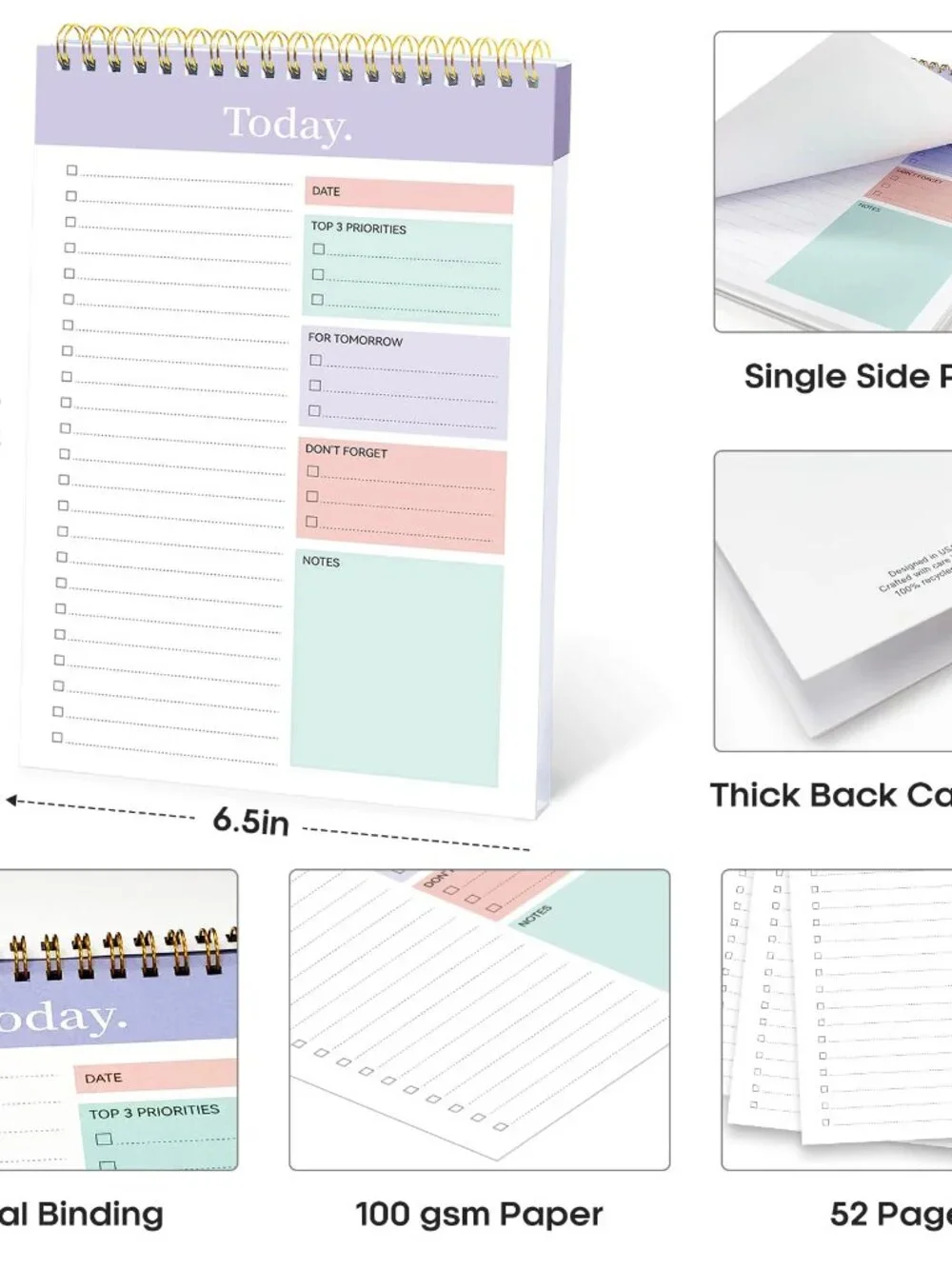 Taja To Do List Notepad - To Do List Notebook for Work with 52 Sheets, 9.8
